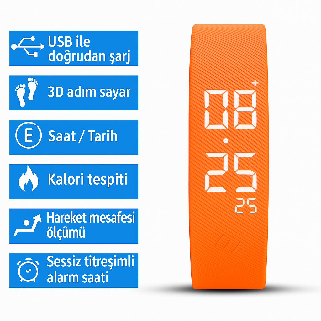 NivoraConcept™ Akıllı Bileklik – Adım Sayar, Kalori Takibi, Su Geçirmez
