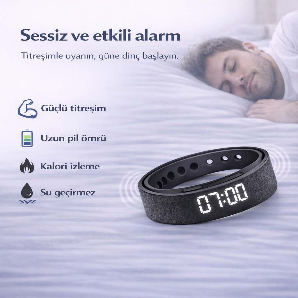Sessiz Titreşimli Akıllı Bileklik – Ağır Uyuyanlar İçin Etkili ve Partner Dostu Alarm