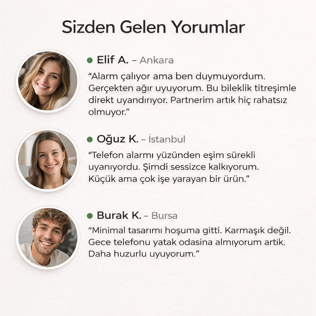 Sessiz Titreşimli Akıllı Bileklik – Ağır Uyuyanlar İçin Etkili ve Partner Dostu Alarm