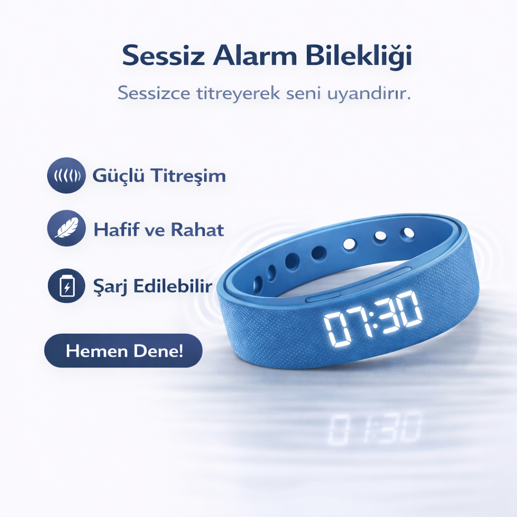 Sessiz Titreşimli Akıllı Bileklik – Ağır Uyuyanlar İçin Etkili ve Partner Dostu Alarm