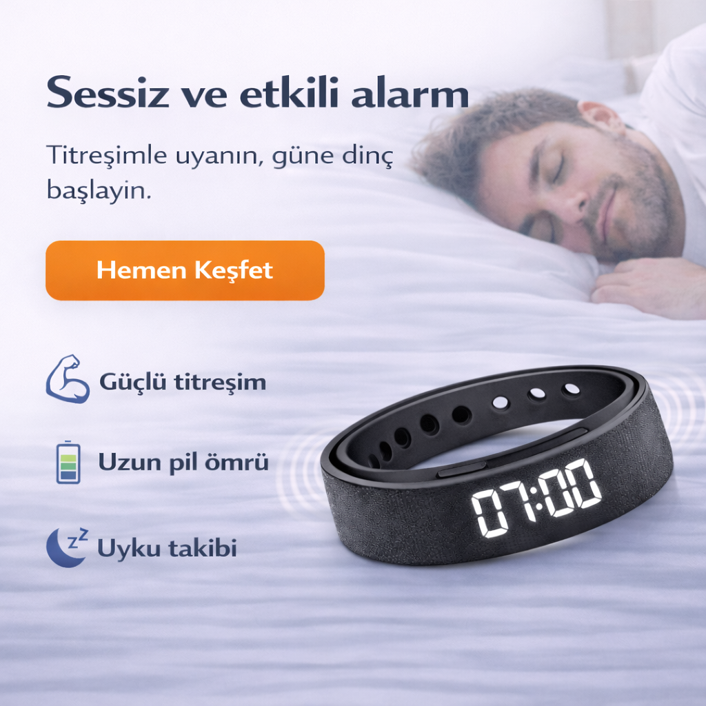 Sessiz Titreşimli Akıllı Bileklik – Ağır Uyuyanlar İçin Etkili ve Partner Dostu Alarm